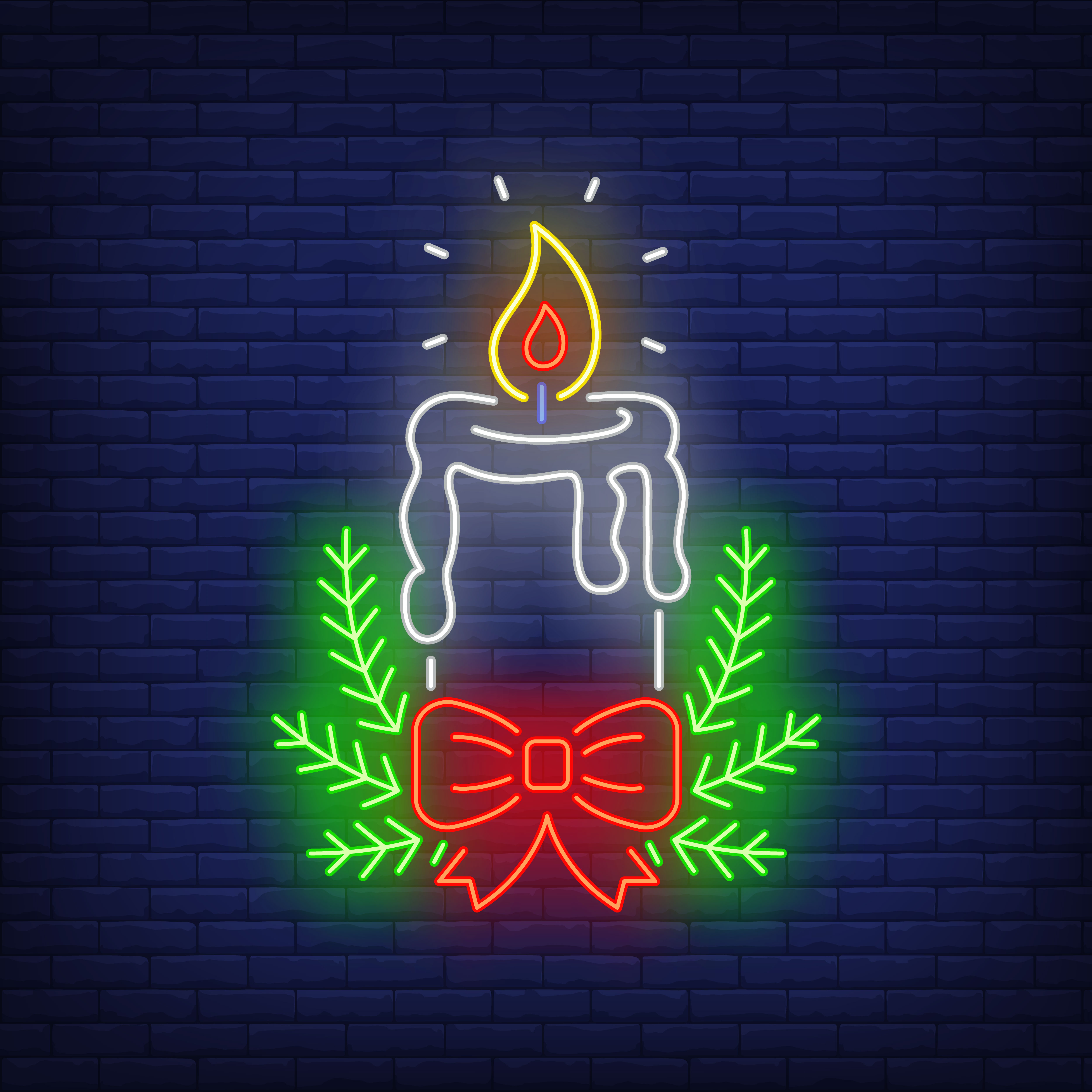 Christmas candle in neon style